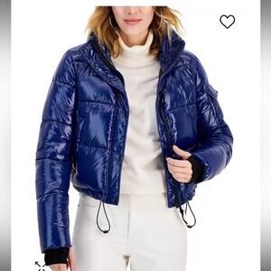 S13 Women Lacquer Icon High-Shine Puffer Jacket New Glossy Winter Coat Large Nwt